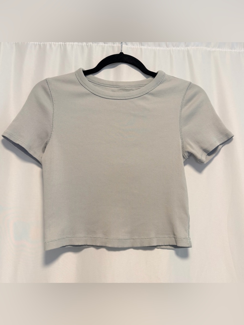 Everlane Gray Baby Sz S Organic Cotton Fitted Cropped Minimalist Y2K Ribbed Tee